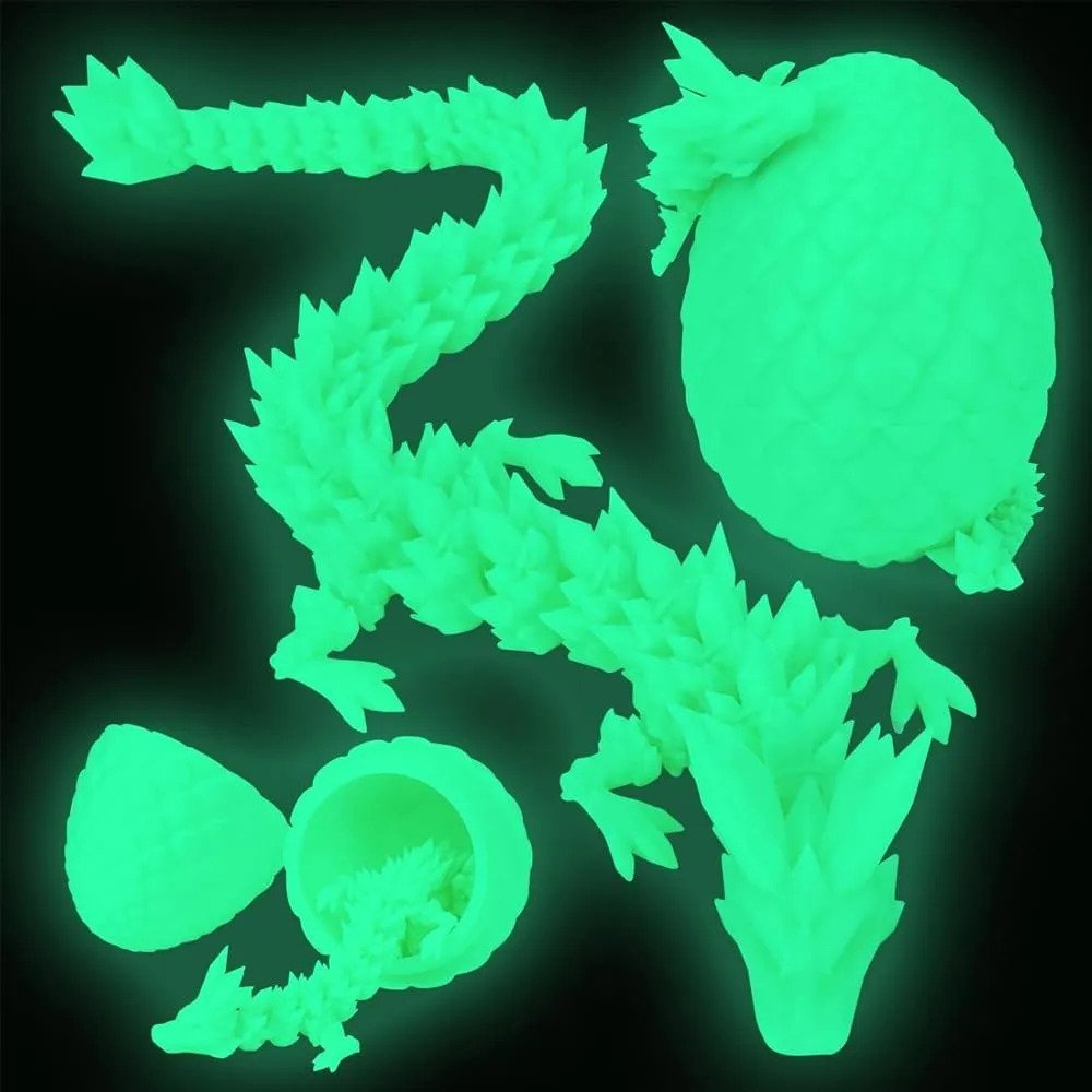 Dragón Luminoso Impreso En 3d En Huevo Artículado Miniatura