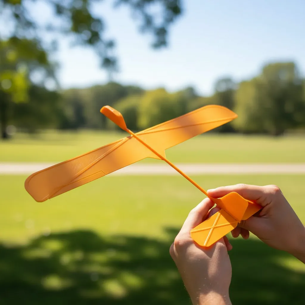 Planeador Ultraligero Juguete Avion De Plastico Con Lanzador Naranja