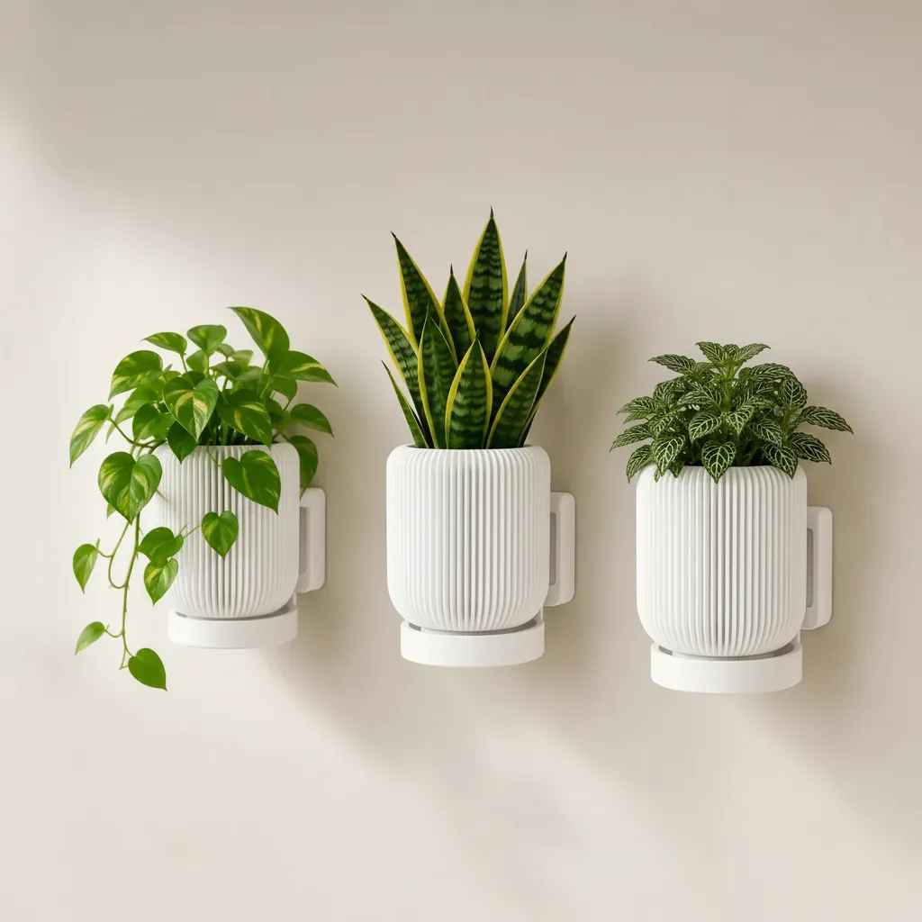 Maceta Colgante C/ Depósito Agua Pack X3 Unidades Pared 14cm - Imagen 5