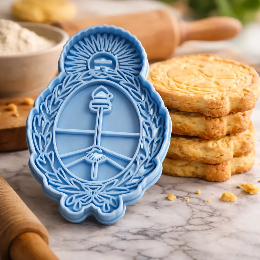 Cortante Y Sello Escudo República Argentina Galletitas Celeste