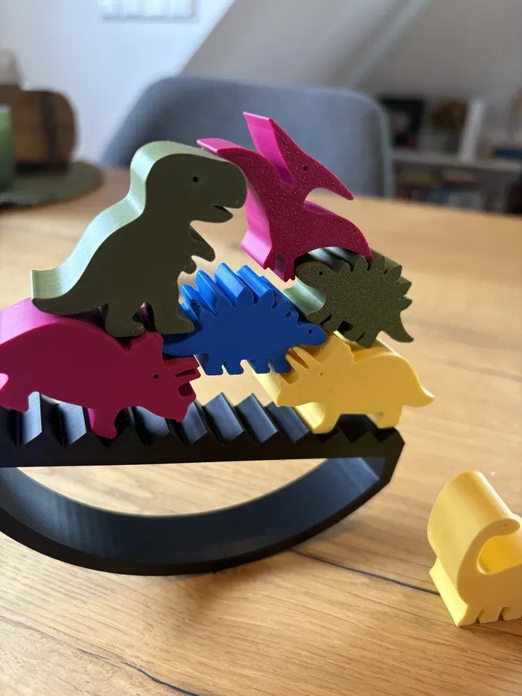 Juego De Mesa Tetris Dinosaurios Equilibrio Balance Dado 3d