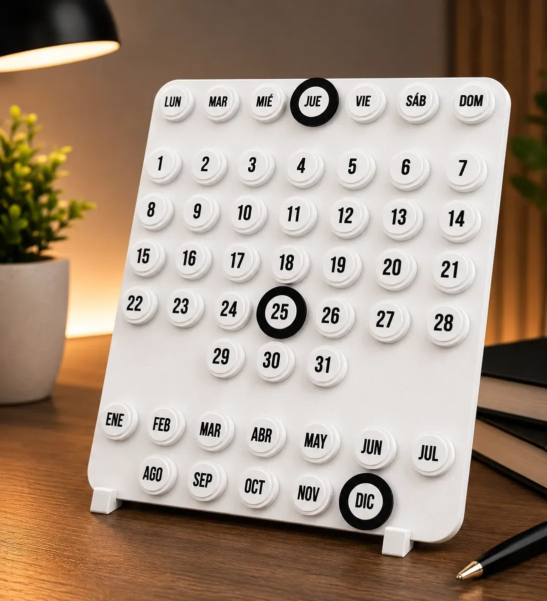 Calendario Perpetuo Aesthetic Impresion 3d Premium Con Base - Imagen 2