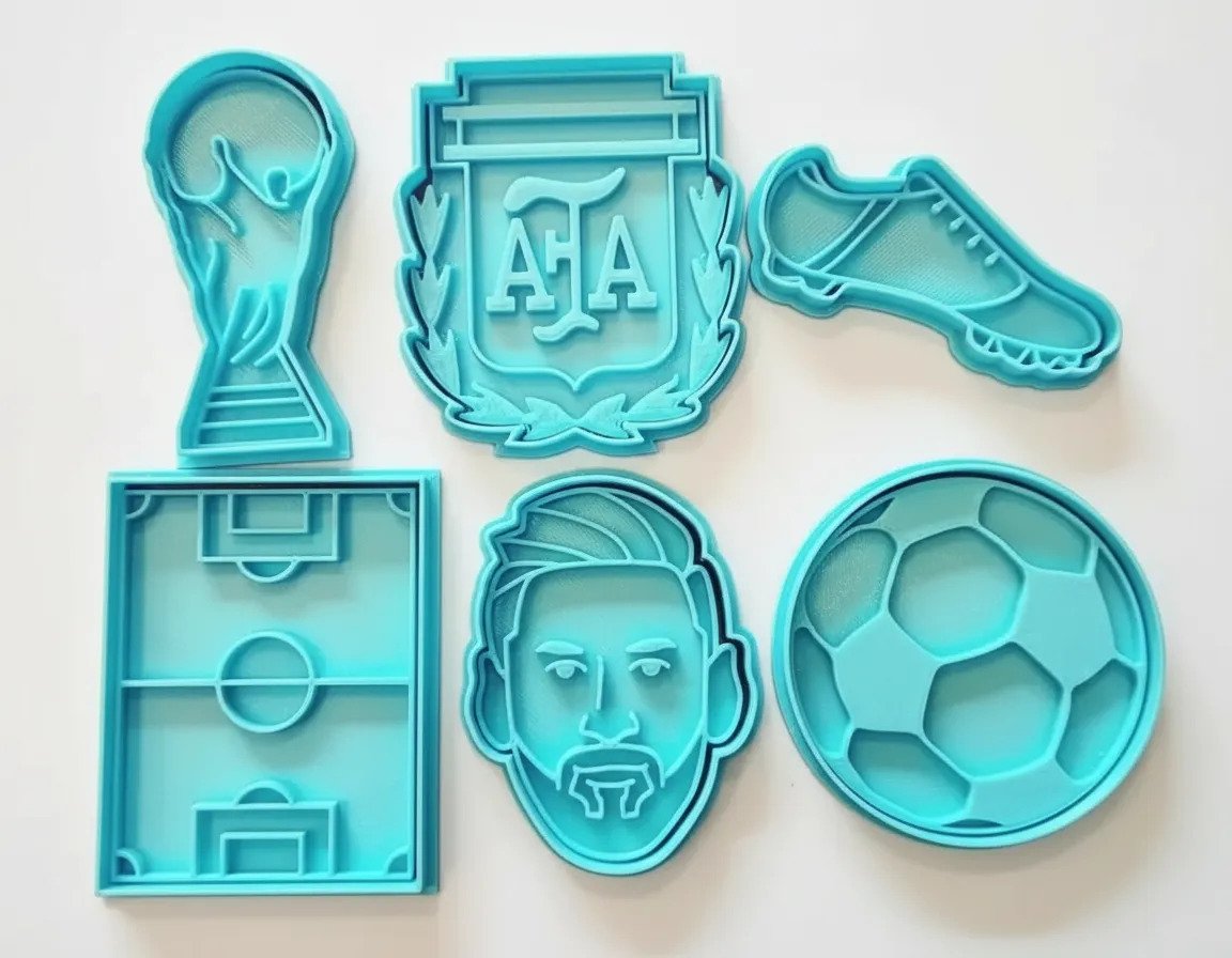 Cortantes + Sello Mundial Futbol Galletitas, Cookies X6u Celeste - Imagen 5
