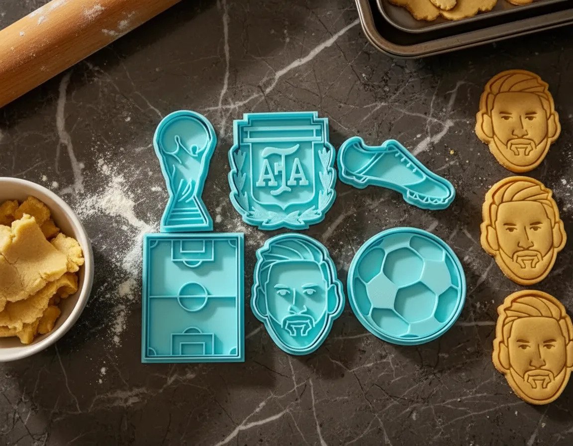 Cortantes + Sello Mundial Futbol Galletitas, Cookies X6u Celeste