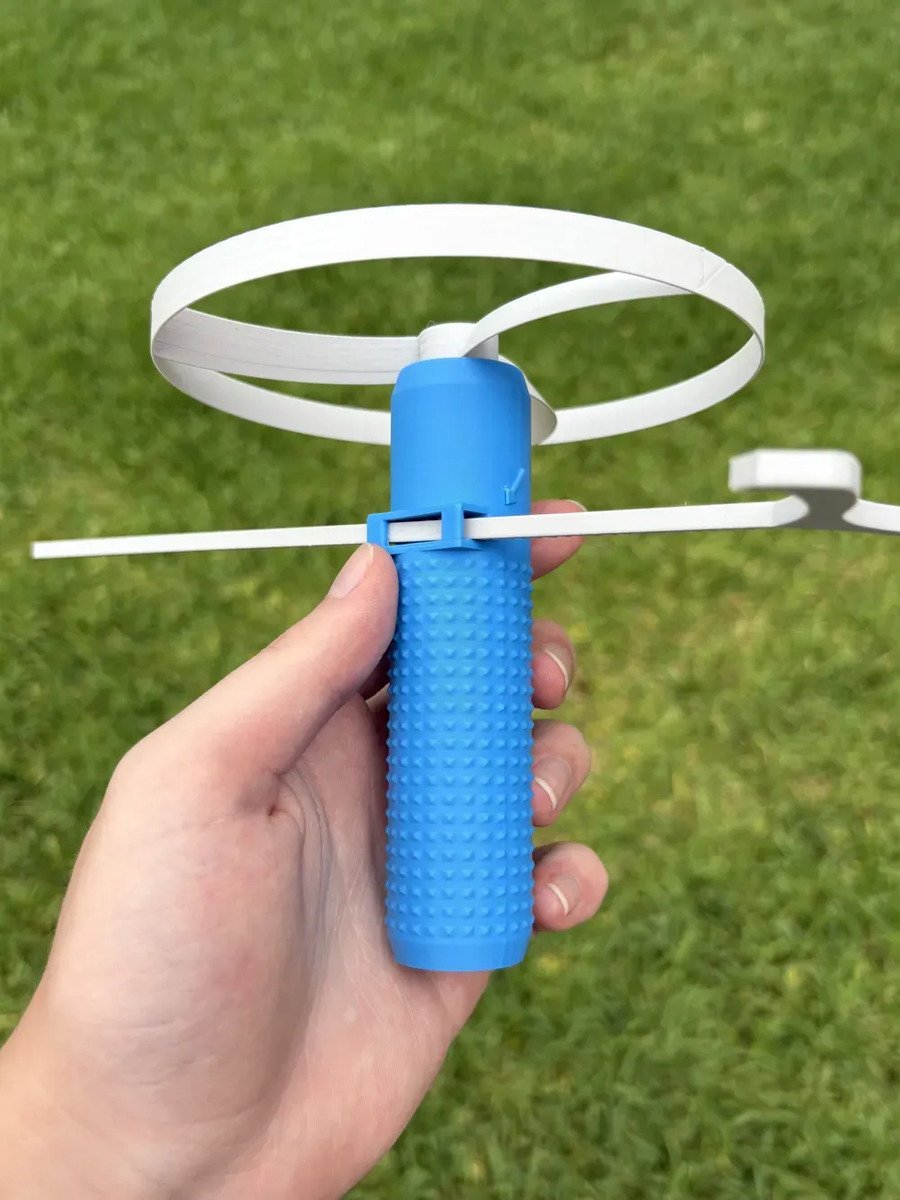 Lanzador De Disco Volador Freesbee Juguete Niños Celeste - Imagen 3
