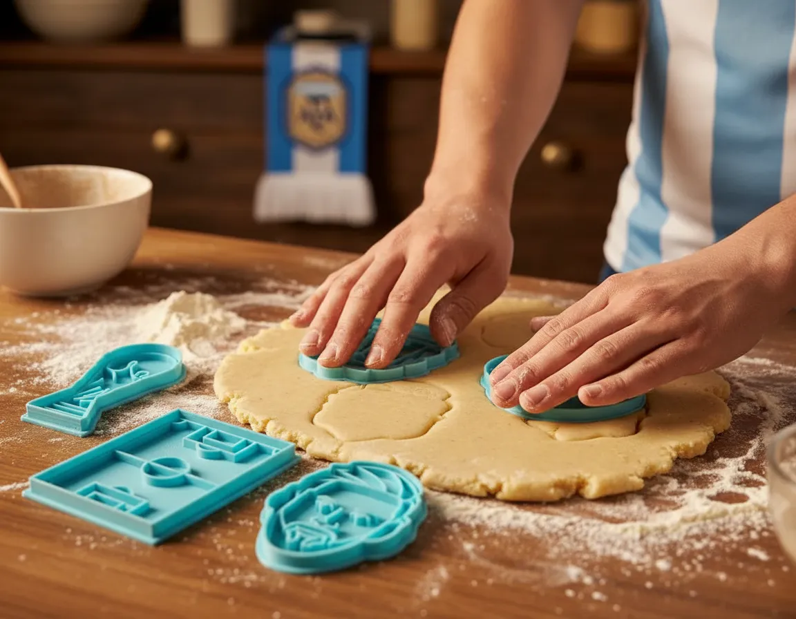 Cortantes + Sello Mundial Futbol Galletitas, Cookies X6u Celeste - Imagen 3