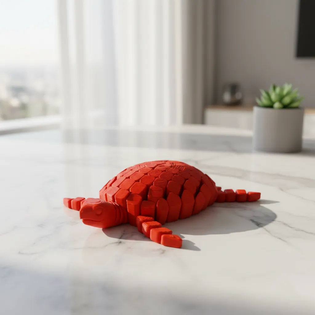 Tortuga Marina Flexible Articulada Figura Decorativa Animal Rojo