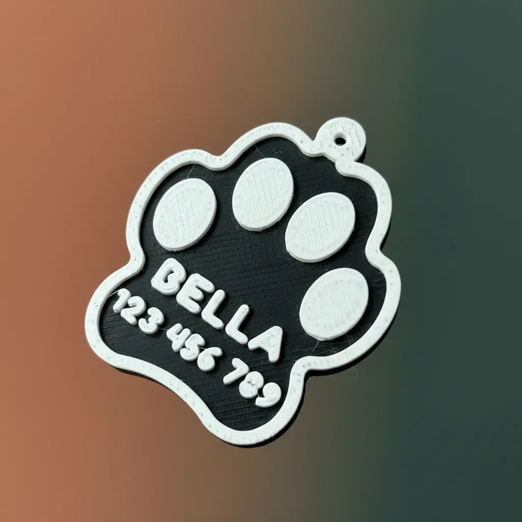 Chapas Identificatorias Para Perros Personalizado Con Qr Negro Con Blanco Huella